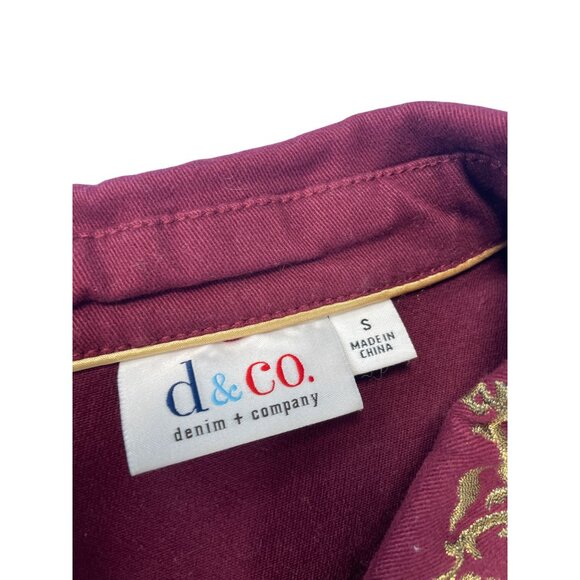Denim Co. Womens Red Embroidered Gold Buttons Denim Jacket Size S SKU 9458 - Picture 2 of 16